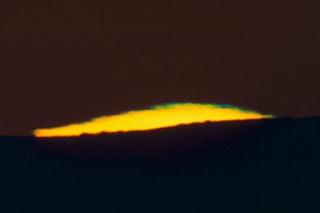 Blue and Green flash over sun
