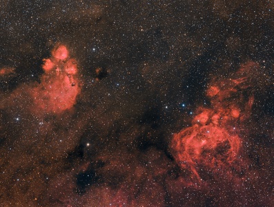 Cat's Paw and Lobster nebula