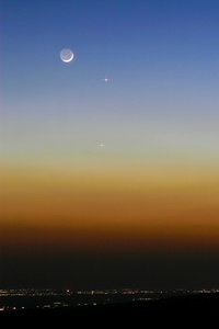 Moon, Jupiter and Mercury